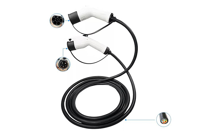 Charging Cable for Electric Car, Plug-In Hybrid - Type 2 to Type 2 Cable,  3-phase, 16 A, 11 kW, 7 m