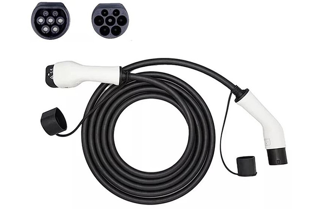 Premium coiled EV charging cable for your electric car with type 2 socket